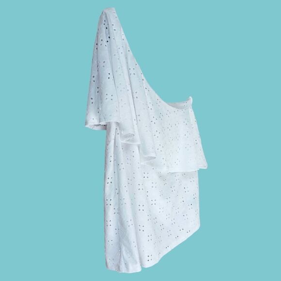 NEW Torrid Plus Size Jersy White One Shoulder Ruffle Eyelet Top. - Picture 4 of 16